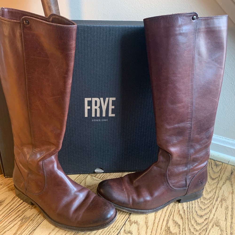 Frye Melissa stud back zip in redwood